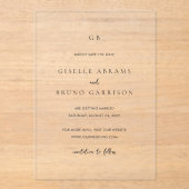 ジゼルモノグラムエレガントな結婚式日付を保存 アクリル招待状 (正面)