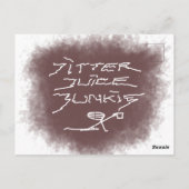 ジッタジュースJunkie – コーヒーアートonラテブラウン。 ポストカード (裏面)