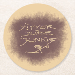 ジッタジュースJunkie – コーヒーアートonラテブラウン。 ラウンドペーパーコースター