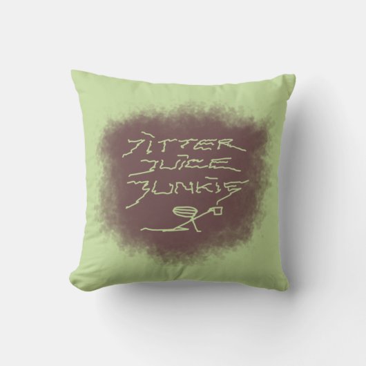 ジッタジュースJunkie – 緑のコーヒーアート。 クッション (正面)