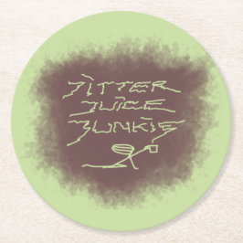 ジッタジュースJunkie – 緑のコーヒーアート。 ラウンドペーパーコースター