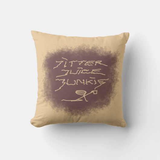 ジッタジュースJunkie – 茶色のコーヒーアート。 クッション (正面)