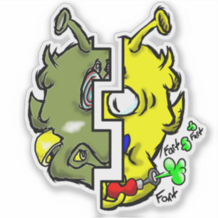 ジットリップ(幻覚体験)のようなピーエイリアンDazs 2-顔Yello/Gre シール