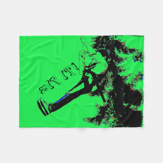 ジッパーだ！- Zipline Rider フリースブランケット (正面(横))