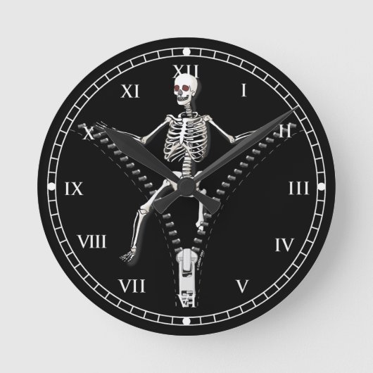 ジッパーのスケルトンクロック ラウンド壁時計 (正面)