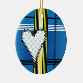 ジッパーの輪郭の付いたハート セラミックオーナメント (右)