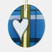 ジッパーの輪郭の付いたハート セラミックオーナメント (左)