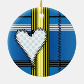 ジッパーの輪郭の付いたハート セラミックオーナメント (裏面)