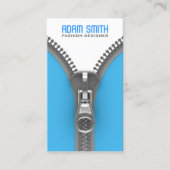 ジッパーファンシーファッションデエレガントザイナー青 名刺 (正面)