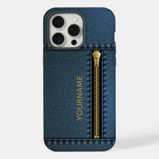 ジッパー付きおしゃれデニム iPhoneケース (裏面)