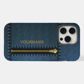 ジッパー付きおしゃれデニム iPhoneケース (裏面横)