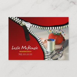 "ジッパー"の-裁縫、ドレスメーカー、裁縫婦、テーラー 名刺