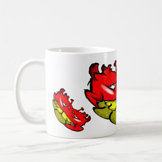 ジッピートリップ(幻覚体験)のようなエイリアンダズフラットイエロー歯 コーヒーマグカップ (左)