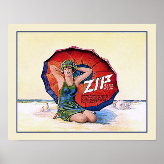 ジップヘアリムーバおもしろいヴィンテージ1924広告 ポスター (正面)