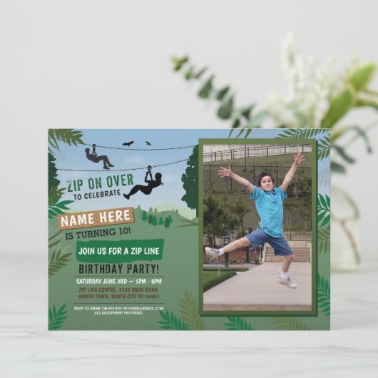ジップライン誕生日冒険パーク屋外写真 招待状 (スタンド正面)