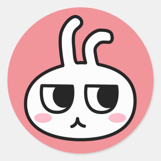 ジト目うさぎ顔シール ラウンドシール (正面)