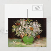 ジニアと他の花の花瓶 ポストカード (正面/裏面)