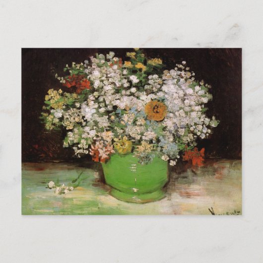 ジニアと他の花の花瓶 ポストカード (正面)