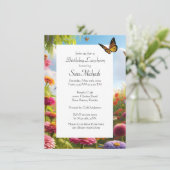 ジニアの花を飾ったハッピーバースデー 招待状 (スタンド正面)