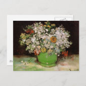 ジニアスなどの花が入った花瓶 ポストカード (正面/裏面)