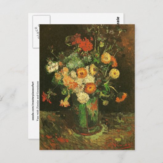 ジニアス&ジェラニウムスヴァンゴッホファインアート付き花瓶 ポストカード (正面/裏面)