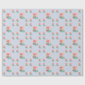 ジニアフラワーミックスペンシルスケッチ色背景 ラッピングペーパー (フラット)