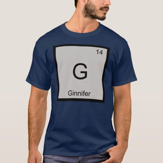ジニファー 名前 化学元素周期表 Tシャツ (正面)