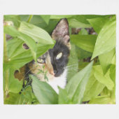 ジニーアのカリコ猫 フリースブランケット (正面(横))