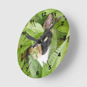 ジニーアのカリコ猫 ラウンド壁時計 (傾斜)