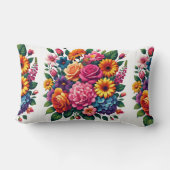 ジニ鮮やかアスとコスモスフローラデザイン ランバークッション (裏面)