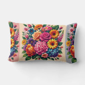 ジニ鮮やかアスとコスモスフローラデザイン ランバークッション (裏面)