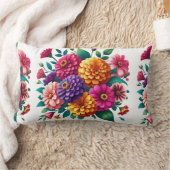 ジニ鮮やかアスとコスモスフローラデザイン ランバークッション (ブランケット)