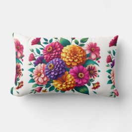 ジニ鮮やかアスとコスモスフローラデザイン ランバークッション