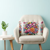 ジニ鮮やかアスとコスモスフローラデザイン ランバークッション (椅子)