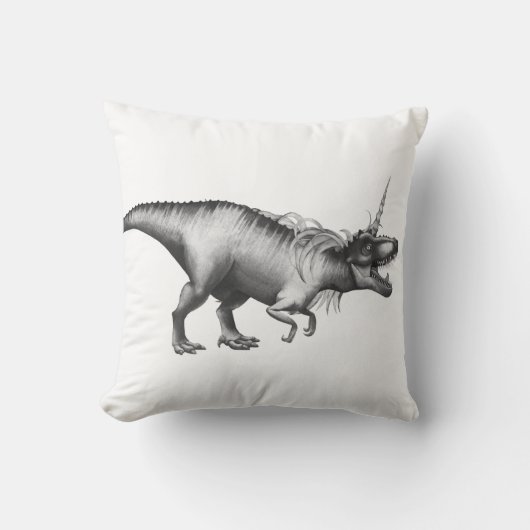 ジノコーンシルバー |ファンタジーユニコーン角化した恐竜 クッション (正面)