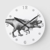 ジノコーンシルバー |ファンタジーユニコーン角化した恐竜 ラウンド壁時計 (正面)