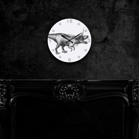 ジノコーンシルバー |ファンタジーユニコーン角化した恐竜 ラウンド壁時計