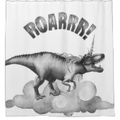 ジノコーンロール |シルバーモノクロミニマルワードアート シャワーカーテン (正面)