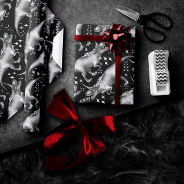 ジノコーン銀模様 |ファンタジーの白黒 ラッピングペーパー