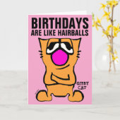 ジビー猫おもしろい誕生日グリーティングカード カード (黄色い花)