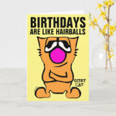 ジビー猫おもしろい誕生日グリーティングカード カード (黄色い花)