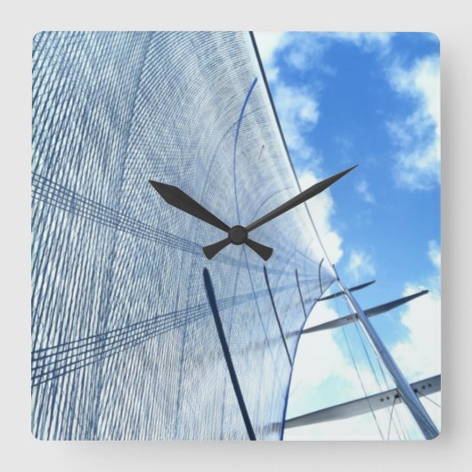 ジブセイルアンドマスト写真 スクエア壁時計 (正面)