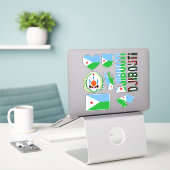 ジブチが国のシンボルを形作る シール (デスク上のノートパソコン)