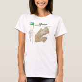 ジブチの地図+国旗+タイトルTシャツ Tシャツ (正面)