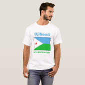 ジブチの旗+地図+テキストTシャツ Tシャツ (正面フル)