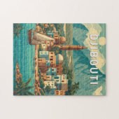 ジブチイラスト旅行アートヴィンテージ ジグソーパズル (横)