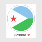 ジブチ国旗の丸いシール シール (シート)
