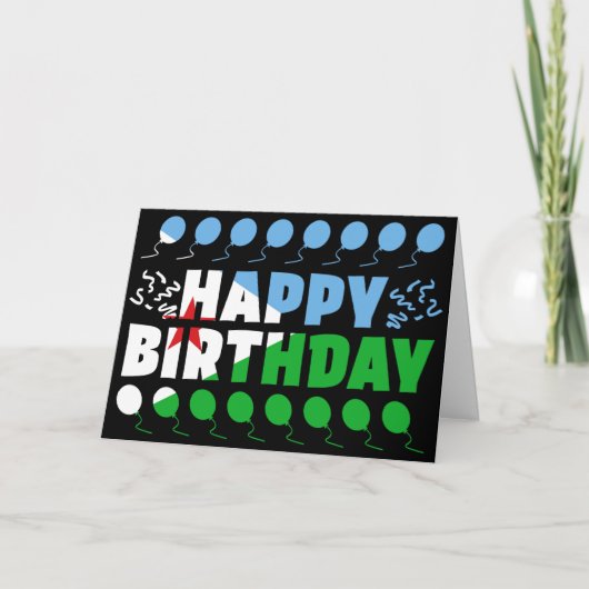 ジブチ国旗の愛国的誕生日 カード (正面)