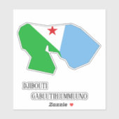 ジブチ国旗魅力的の愛国地図 シール (シート)