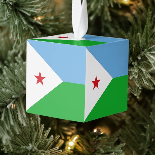 ジブチ国旗 キューブオーナメント (ツリー)